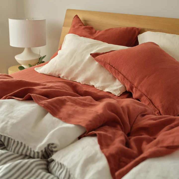 Brooklyn Loom 100% Natural Flax Linen 4-Piece Bed Sheet Set - On