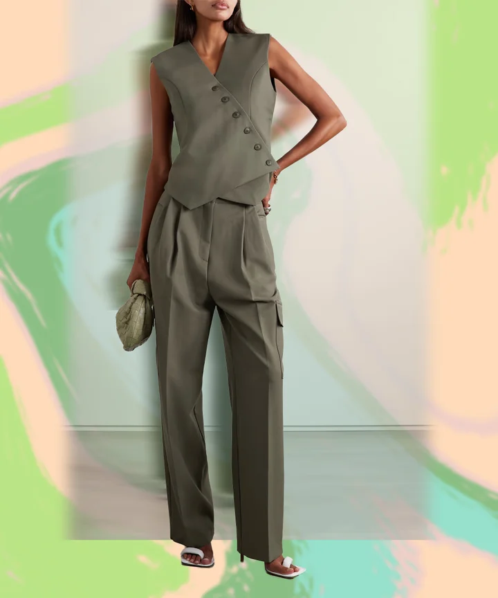 Women's 2 Pieces Pantsuit Summer Suit Long Sleeve Blazer Short