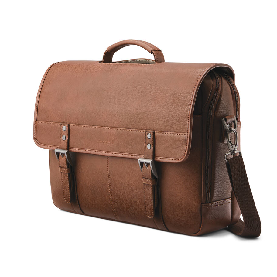 Laptop Leather Messenger Bag - Interior Sleeve Fits 13 Laptop, Adjustable Shoulder Strap - Brown - Personalized Holiday Gifts, Leatherology