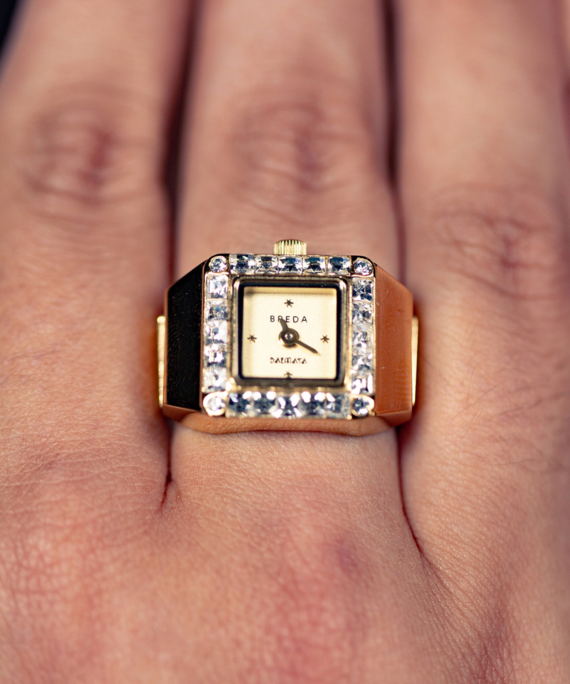 Rose Gold watch ring | Ladies finger ring watch | de Caron