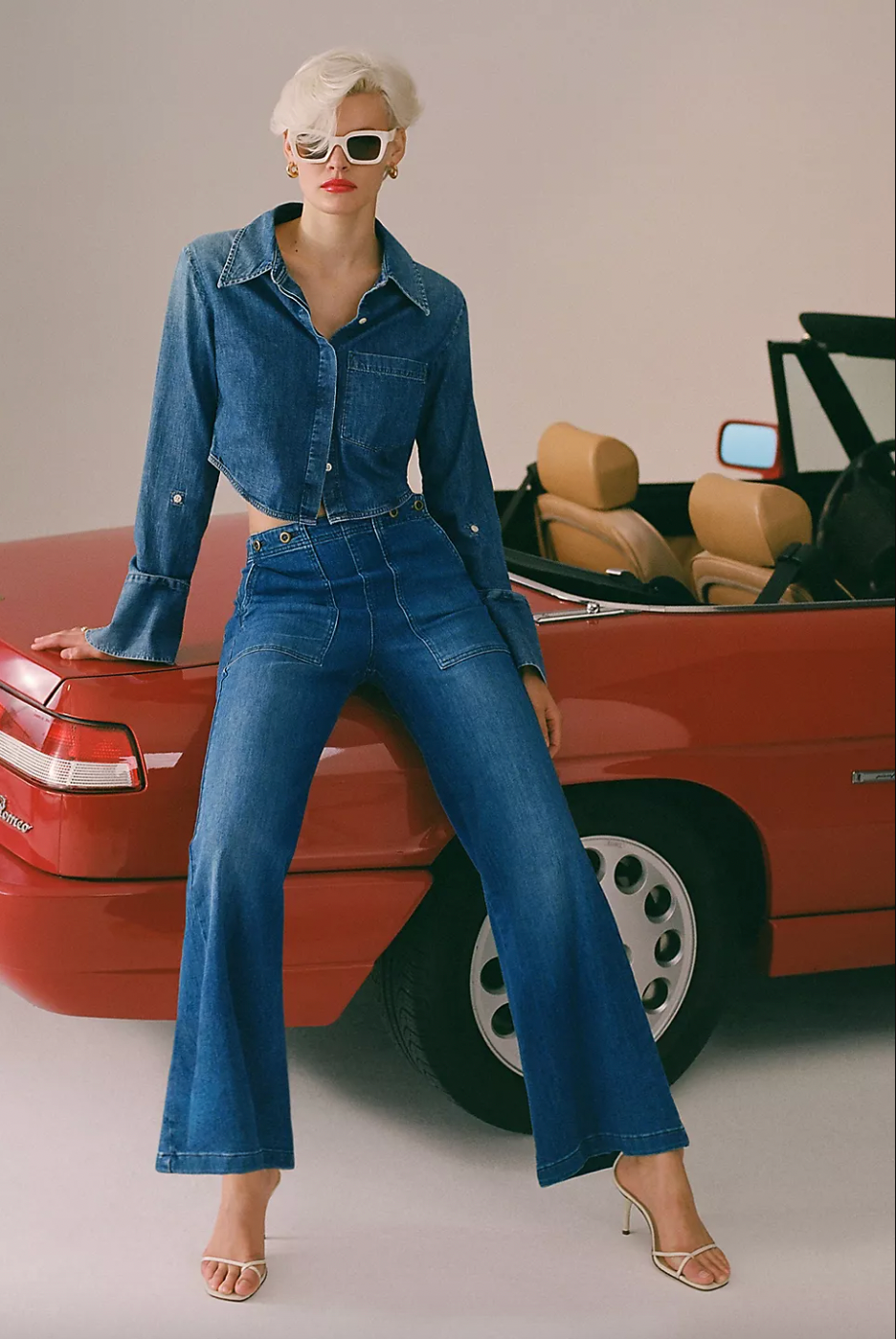 Pilcro + The Kit High-Rise Wide-Leg Utility Trouser Jeans