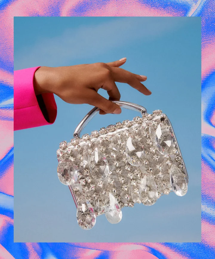 Luxury Designer Denim Handbag Rhinestone Diamond Square Bag Women