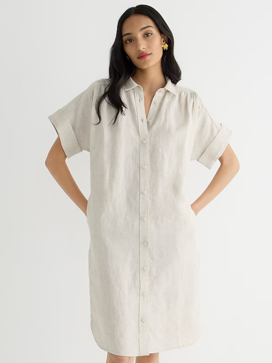 J.Crew + Relaxed-Fit Short-Sleeve Baird McNutt Irish Linen Shirtdress