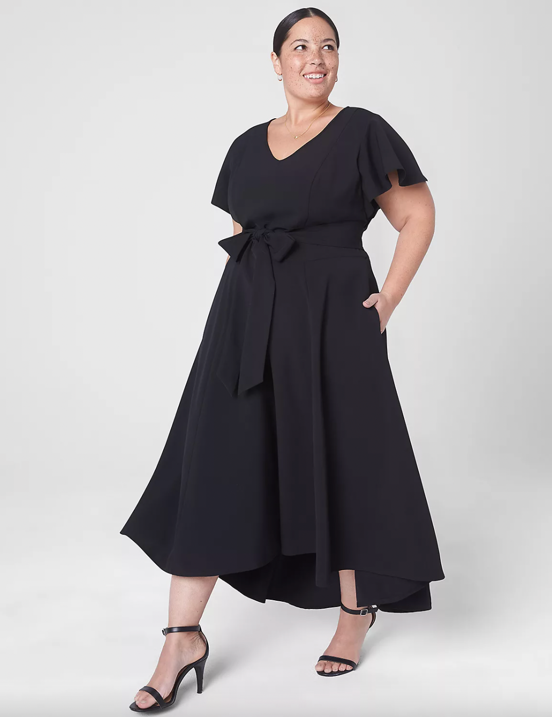 Lane Bryant + Lena V-Neck High-Low Midi Dress