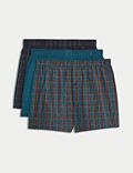 Marks & Spencer + 3pk Pure Cotton Checked Woven Boxers