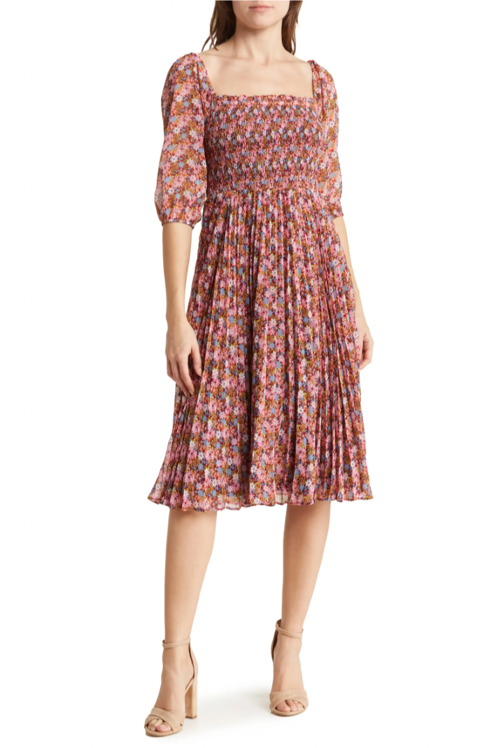 BCBGeneration + 3/4 Sleeve Midi Dress