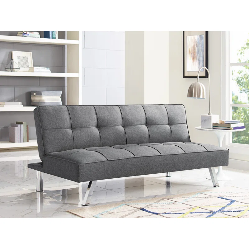 Serta + Jameson 66.1″ Armless Tufted Convertible Sleeper Futon Sofa