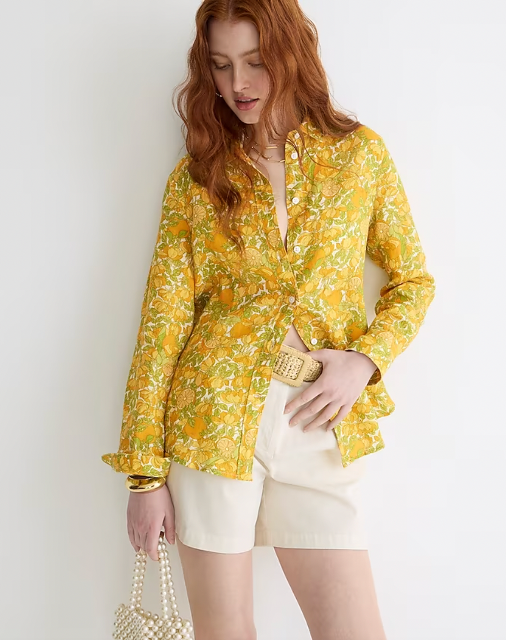 J.Crew + Slim-Fit Linen Shirt In Limone Print