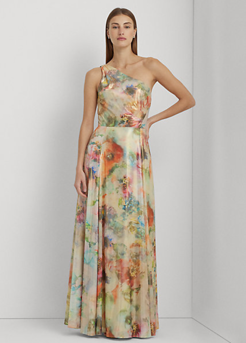 Lauren Ralph Lauren + Floral Georgette One-Shoulder Gown