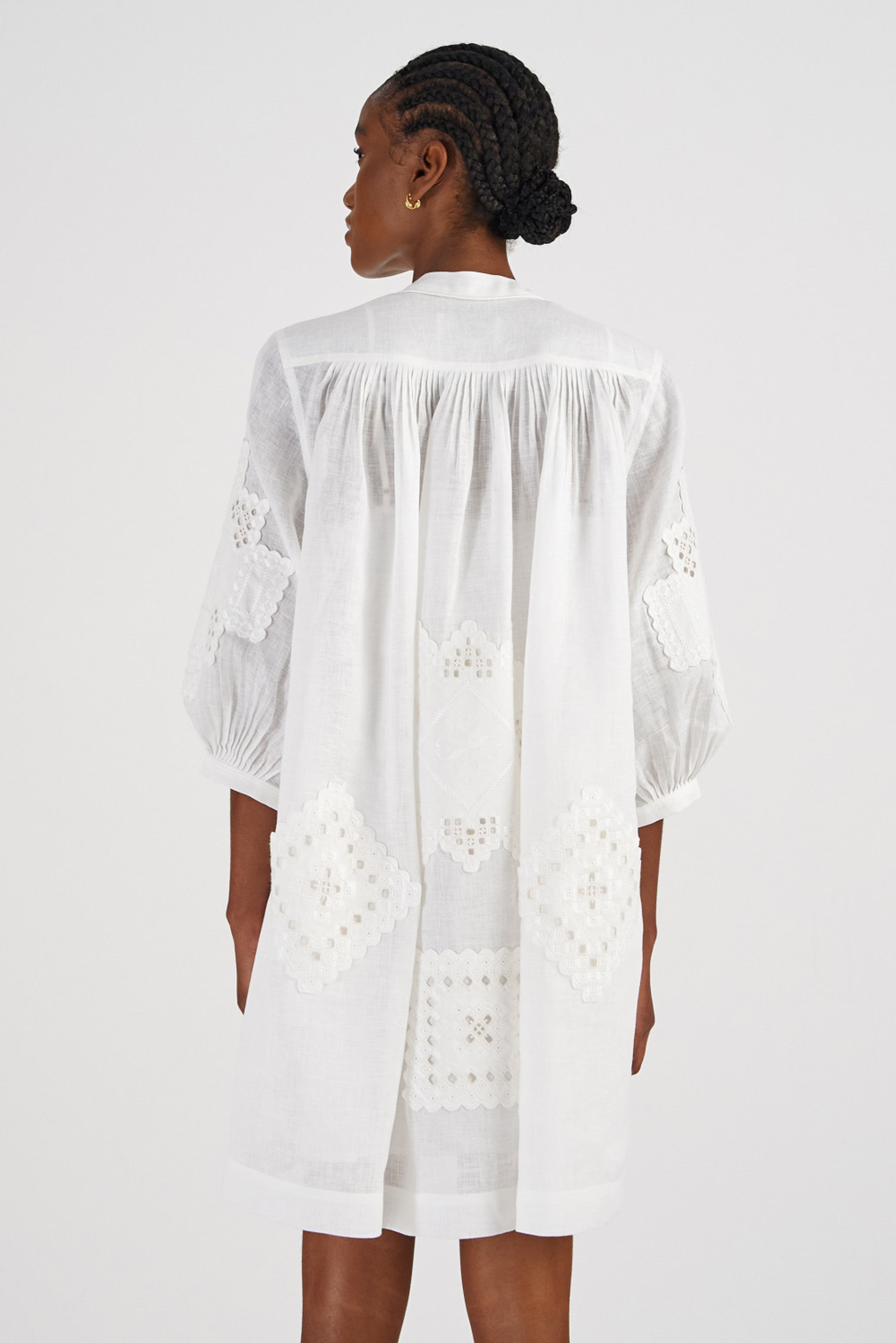 White lace outlet smock dress