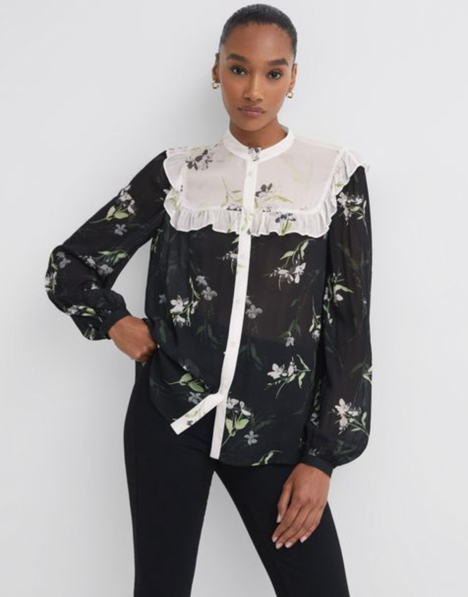 Reiss + Florere Sheer Floral Blouse