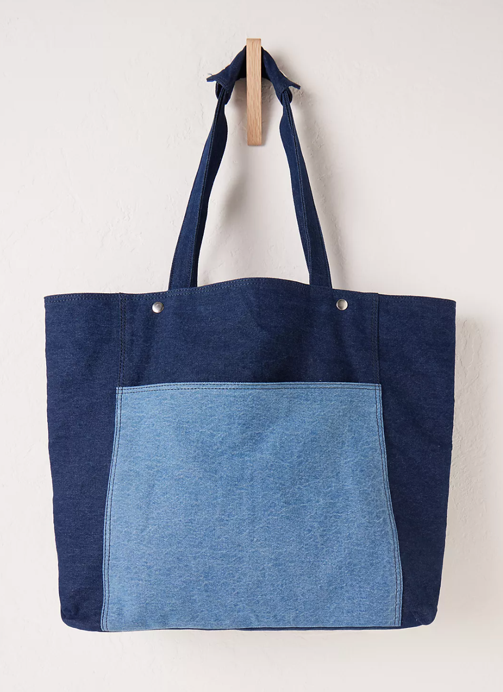 Anthropologie + Contrast Denim Oversized Tote Bag