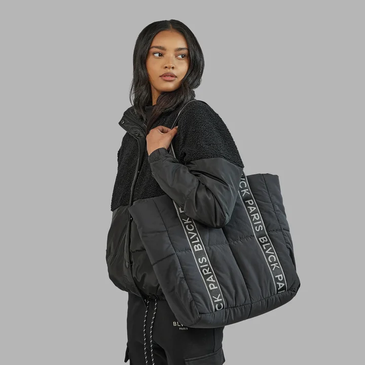 Women Black Solid Scarf Tote Bag