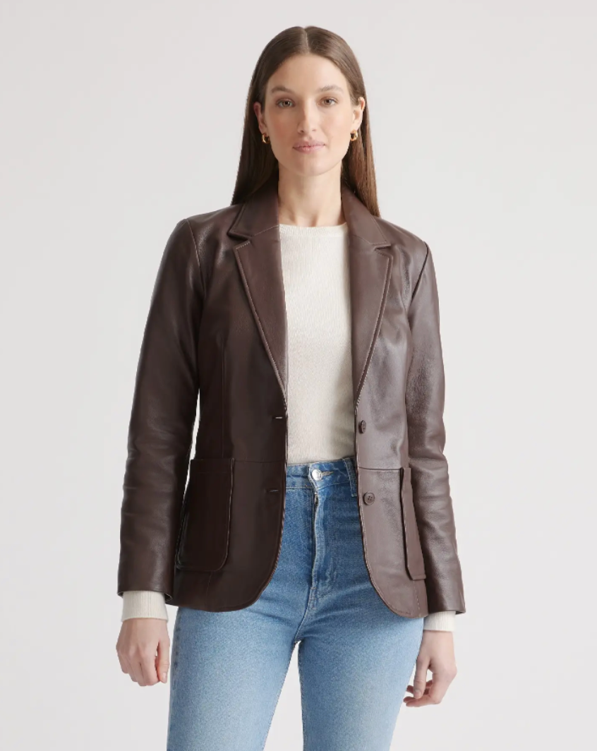 Quince Women's Washed Leather Bomber Jacket