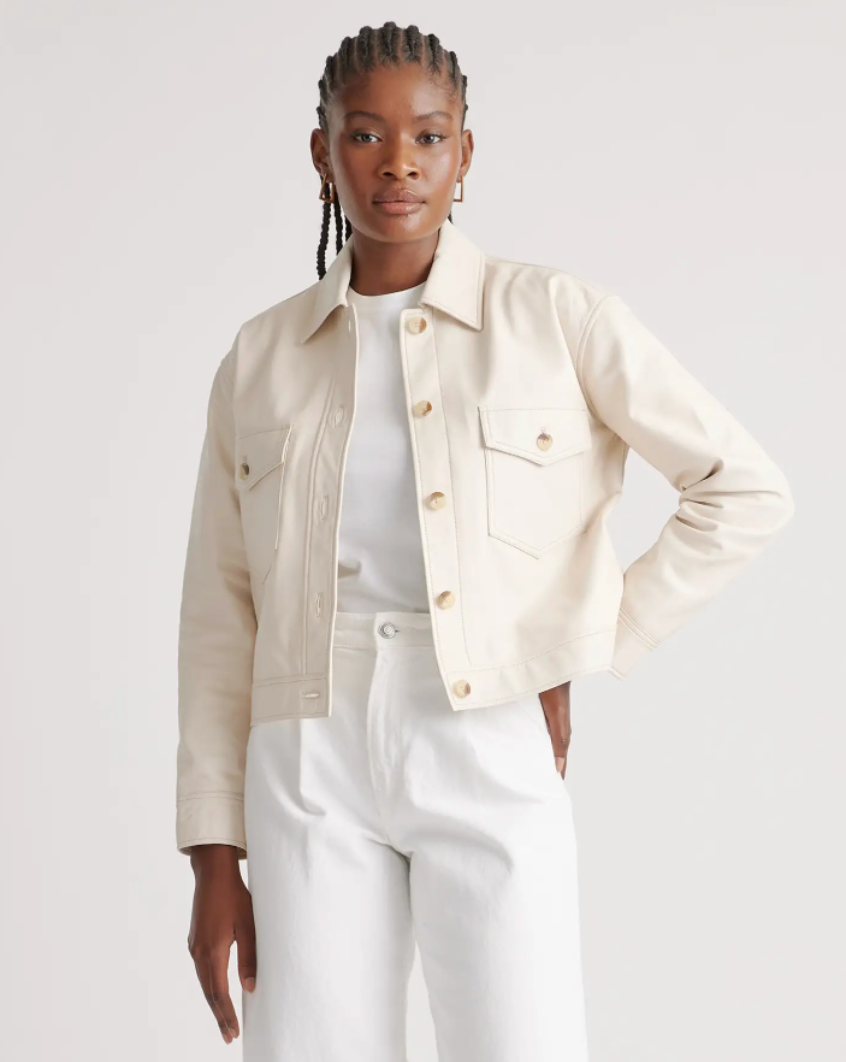 Quince + 100% Leather Cropped Jacket