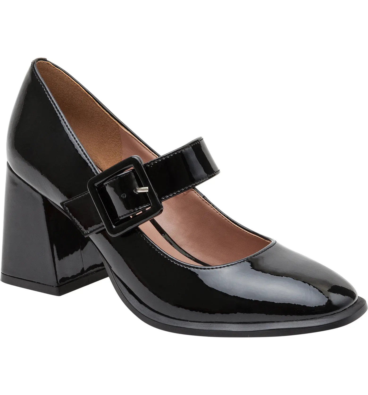 Charles & Keith - Women's Patent Block Heel Mary Janes, Black, US 4