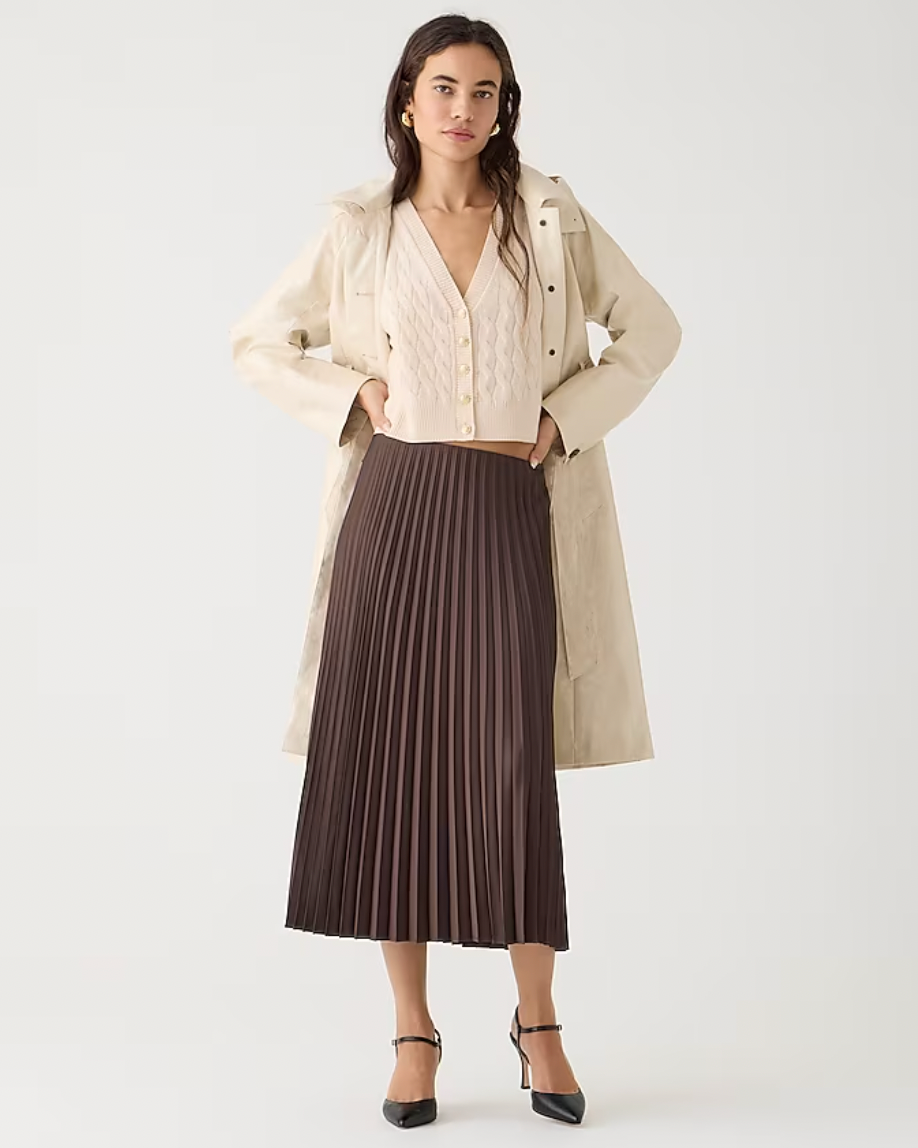 J.Crew + Pleated Pull-On Midi Skirt