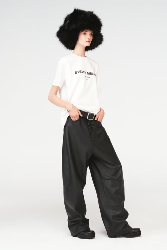 Zara x Steven Meisel + Super Wide Leather Pants