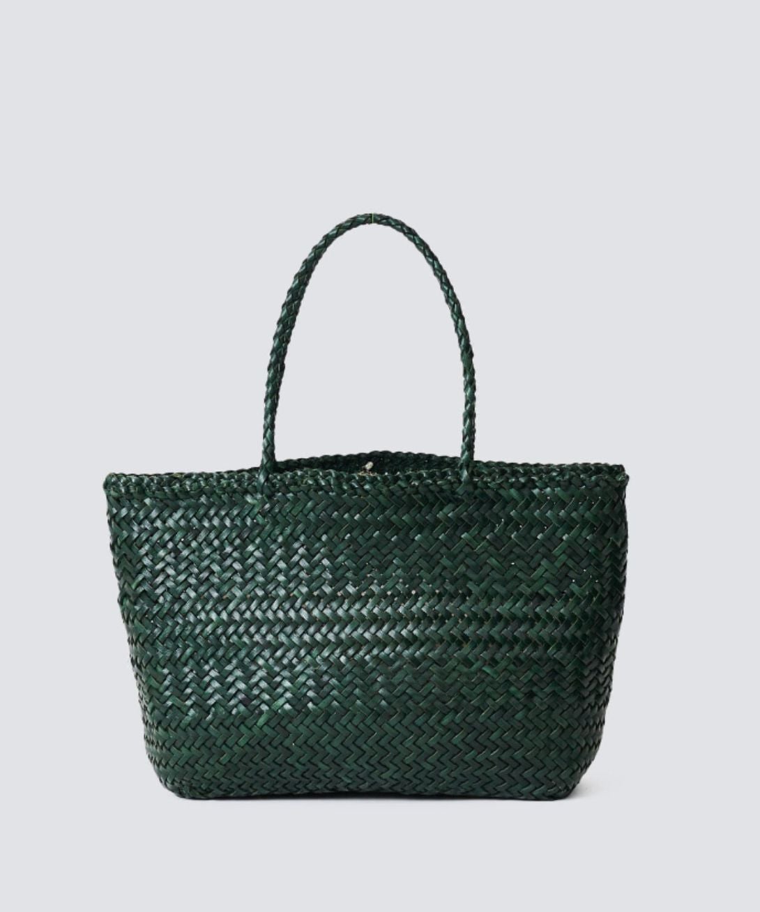 Dragon Diffusion + Mini Flat Gora Kete Forest Green Woven Leather Bag
