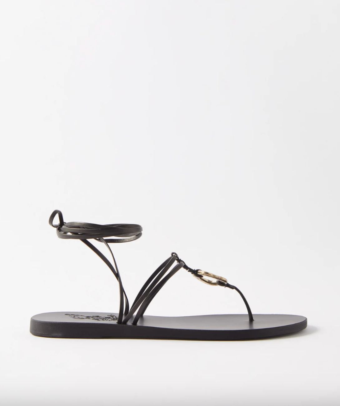 Metallic Accent T-Bar Thong Sandals - Black