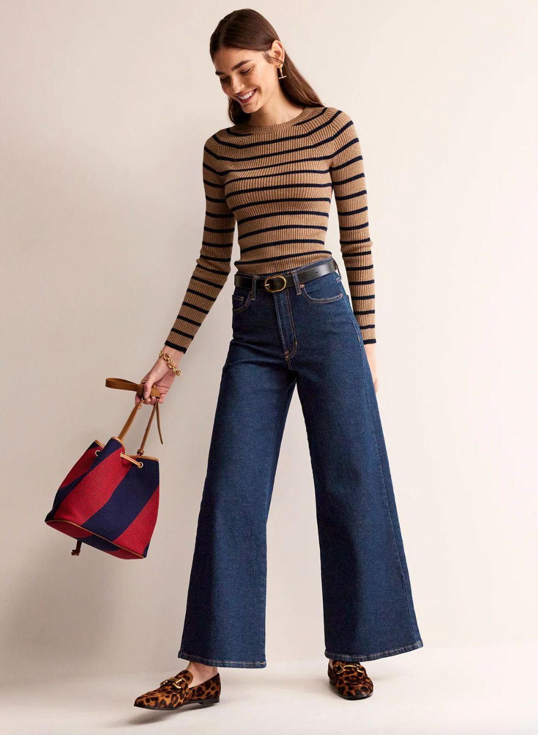 Boden High Rise Wide Leg Jeans