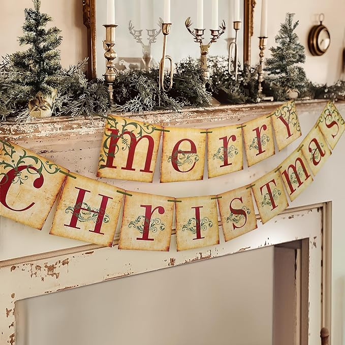 Oriental Cherry + Vintage Merry Christmas Banner