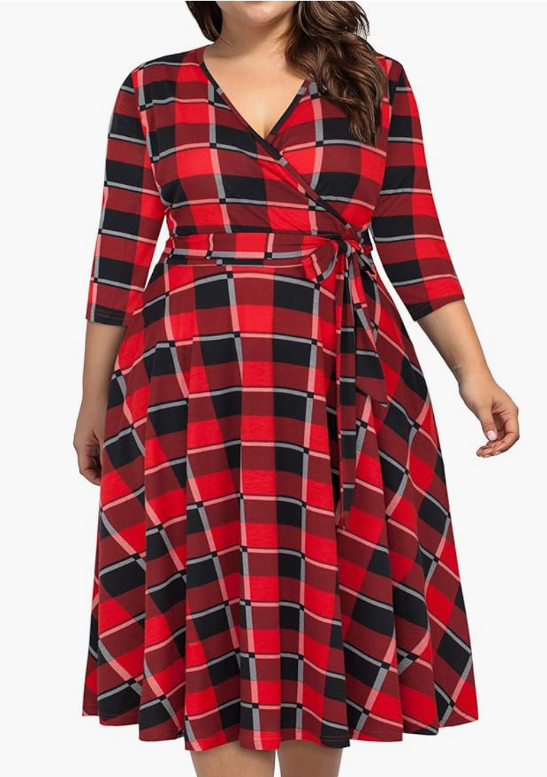 Kissmay + Plus Size V-Neck Cocktail Party Dress With Pockets