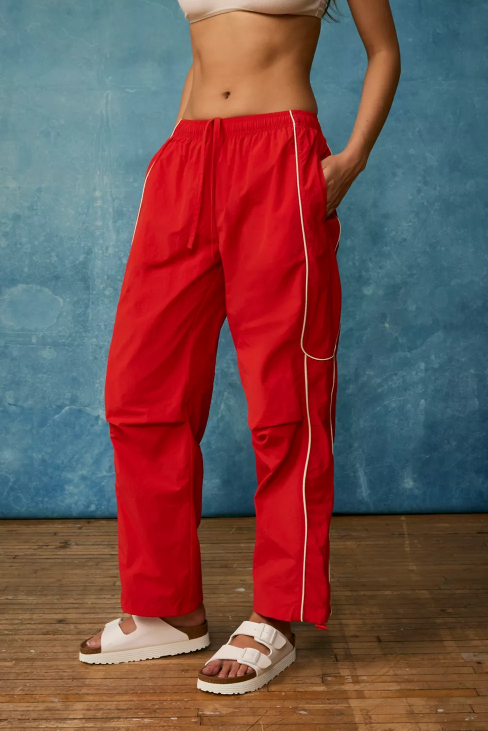 DANGDANG GIRL - Big size S-2XL raffle fleece lining wide nylon banding track  pants - Codibook.