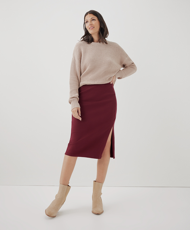 PACT + Refined Rib Midi Skirt