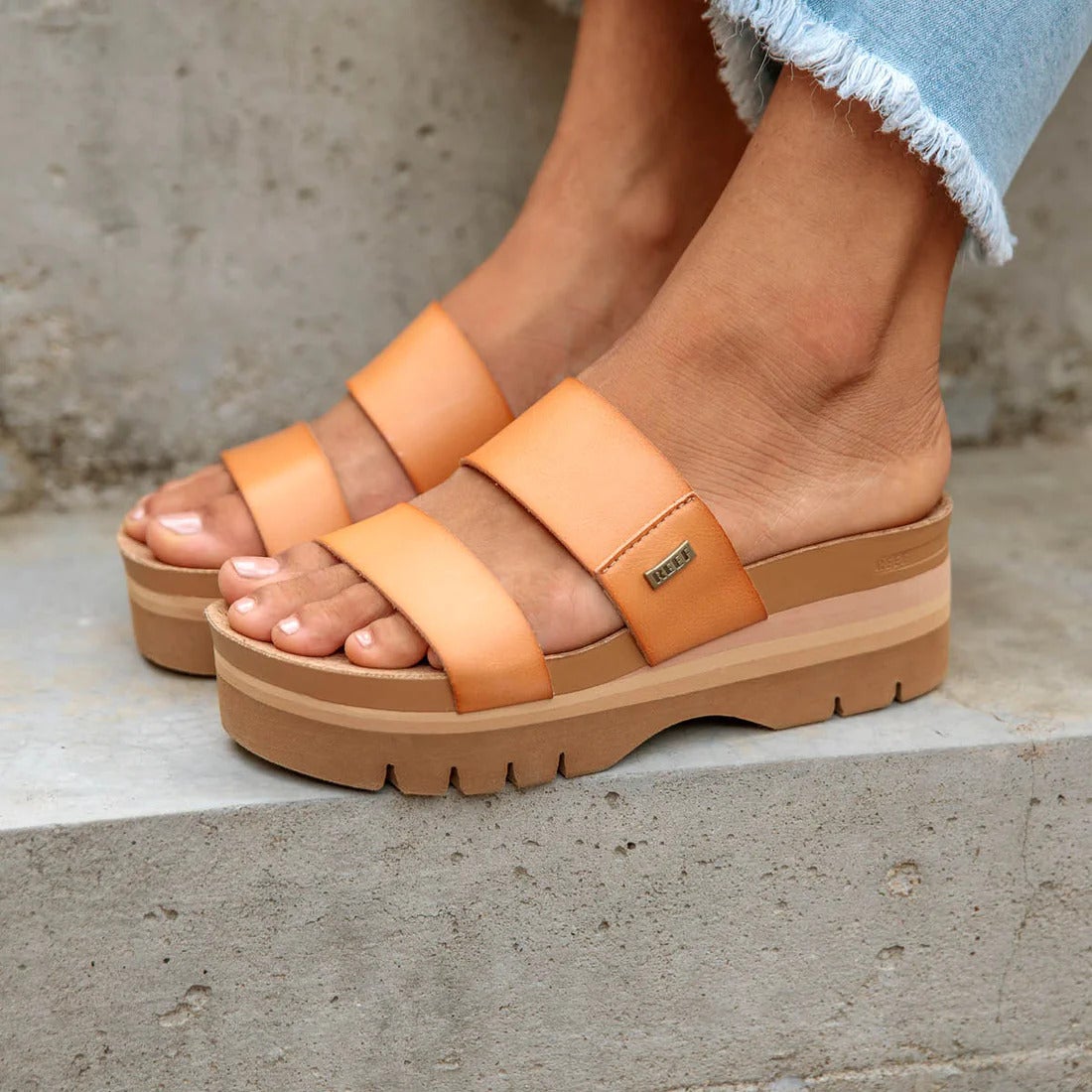 Whiz - White and Brown Leather Mules