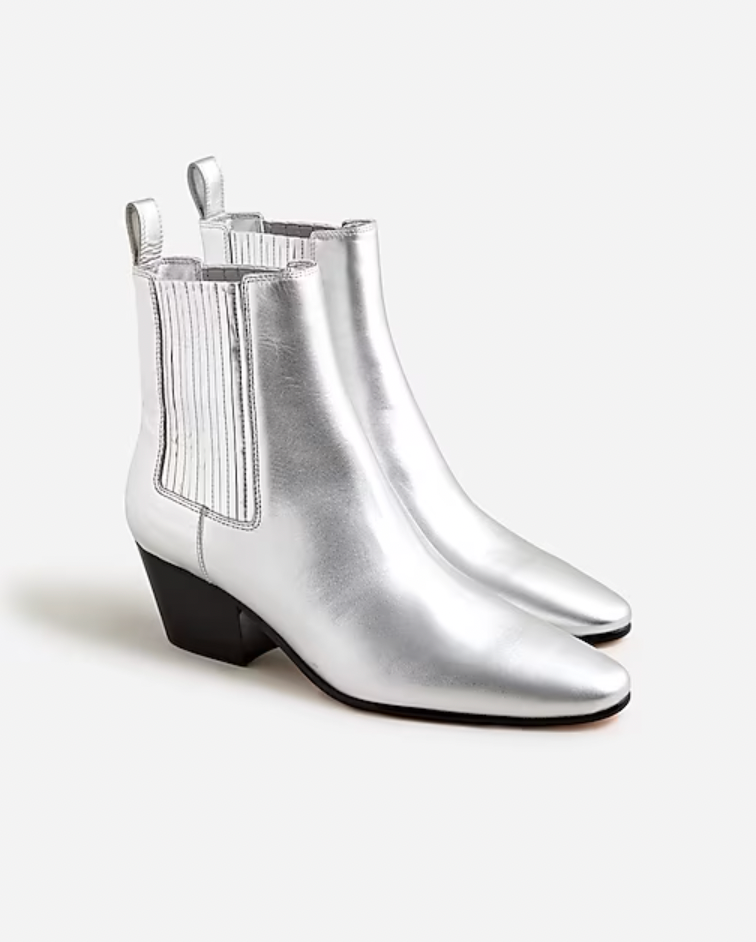 J.Crew + Piper Ankle Boots In Metallic Leather