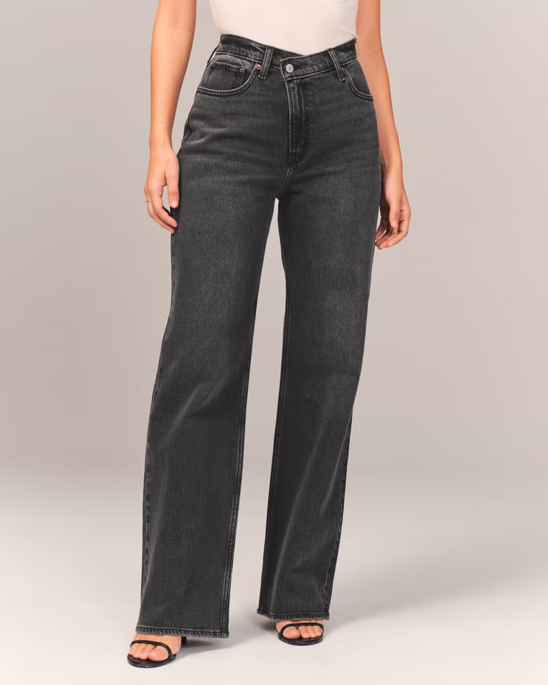 Abercrombie & Fitch + High Rise 90s Relaxed Jean (Black With Criss ...