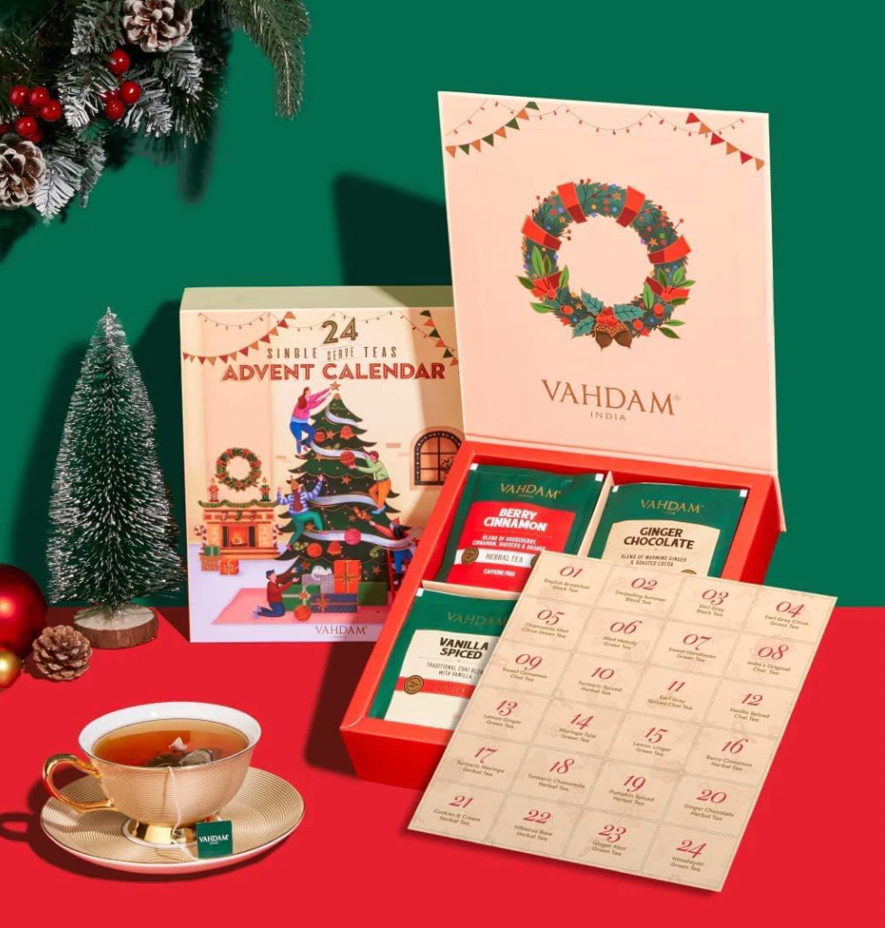 Vahdam Teas + Advent Calendar Gift Set 24 Variants, 24 Tea Bags