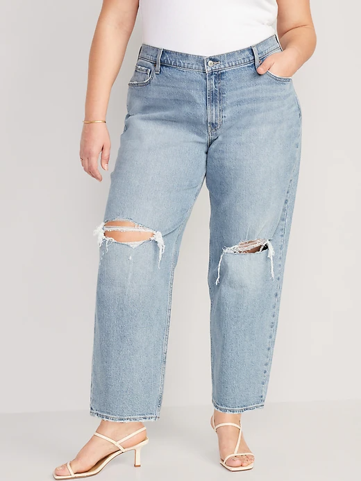 Old Navy + Mid-Rise Boyfriend Loose Ripped Jeans