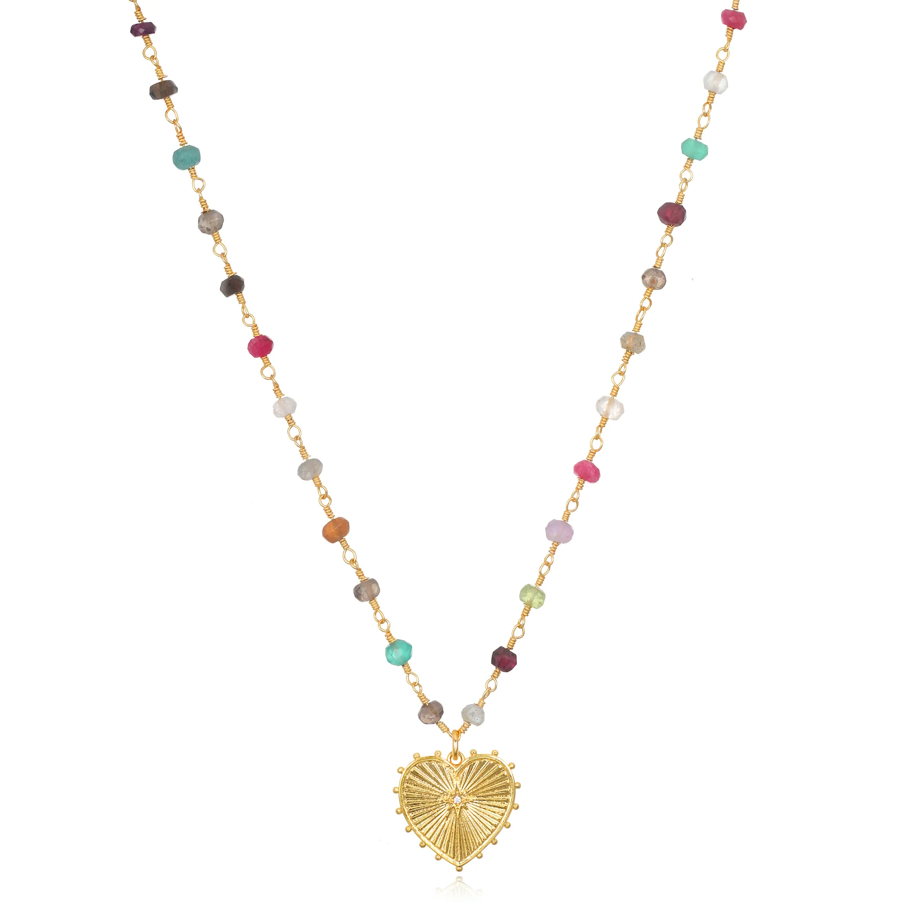 Amelia Rose Jewelry + Rainbow Heart Charm Necklace