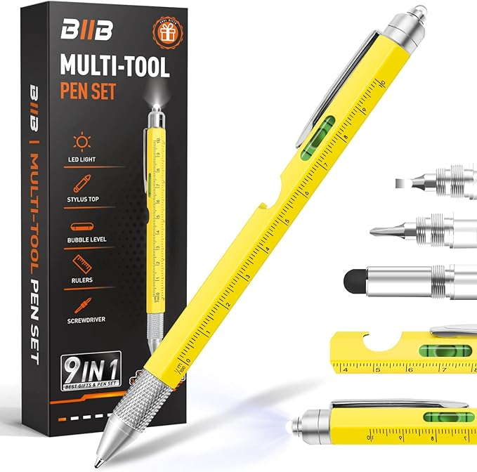 BIIB + Gifts for Dad, 9 in 1 Multitool Pen