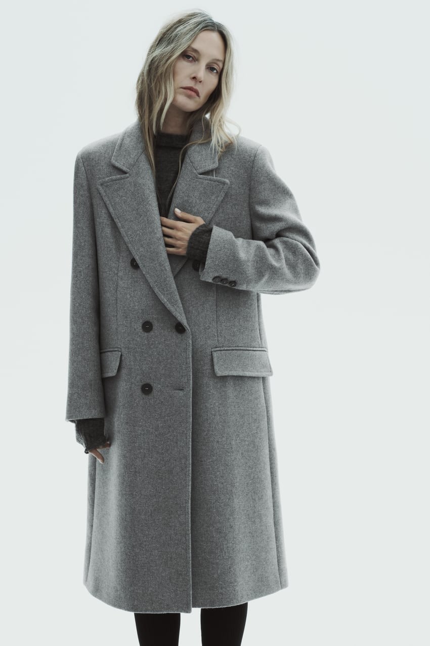 Zara + Wool Blend Long Coat