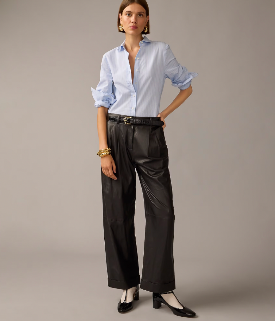 J.Crew Collection Wide Leg Essential Pant In Lightweight Leather