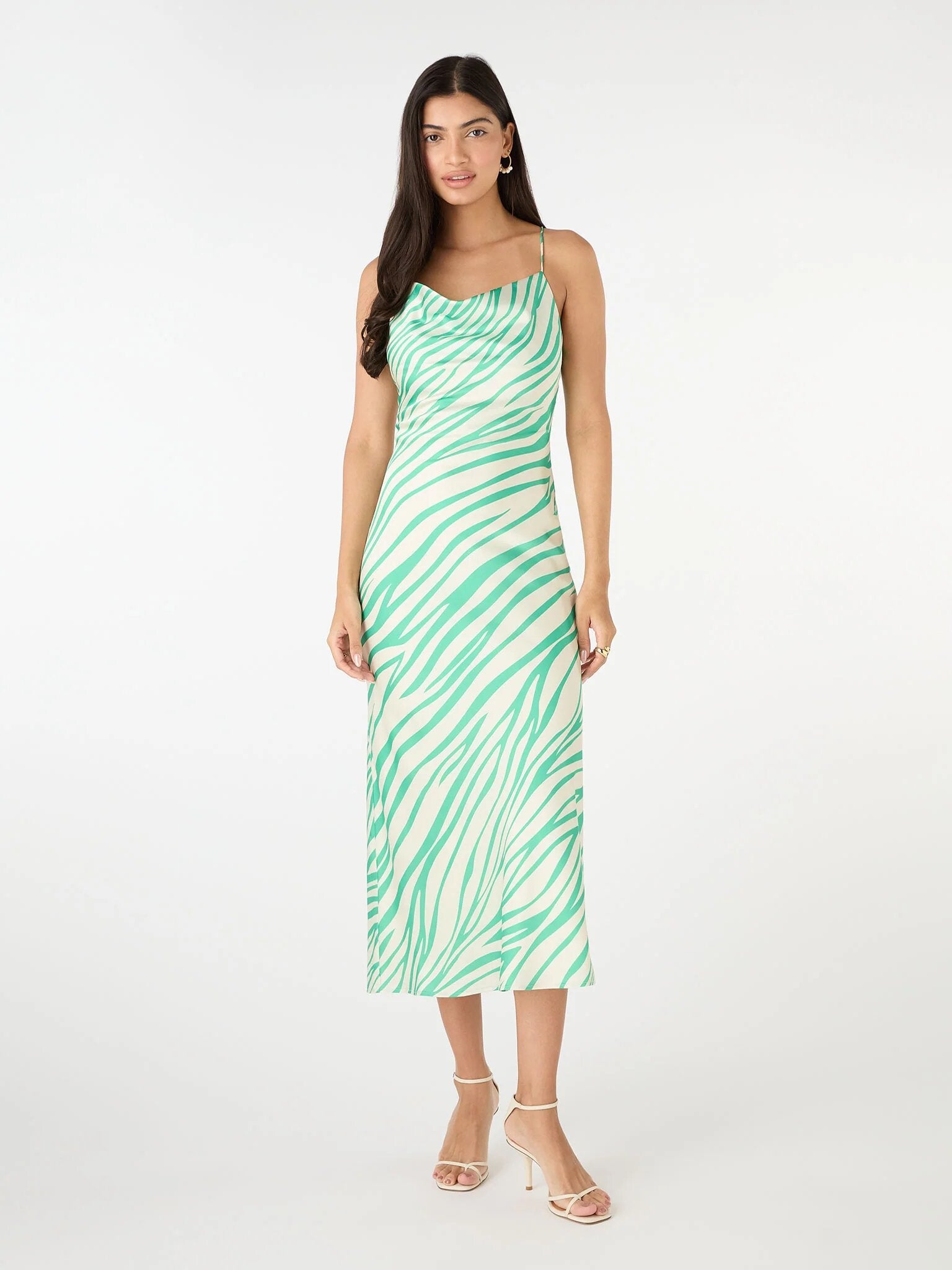 Omnes + Riviera Midi Dress in Green & White Zebra