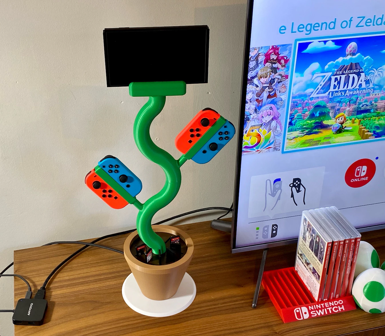 The3DPrintedCanada + Nintendo Switch Plant Stand Charging Station