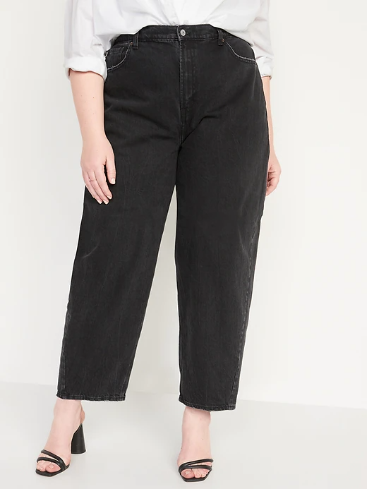 Old Navy + Extra High-Waisted Non-Stretch Black Balloon Ankle Jeans for ...