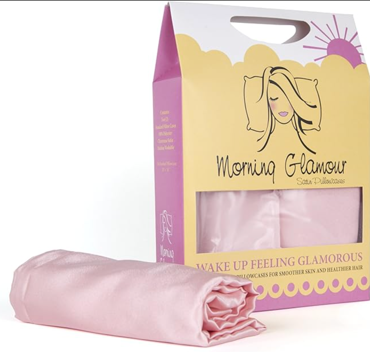 Morning Glamour Standard Satin Solid Pillowcase Pink : Target