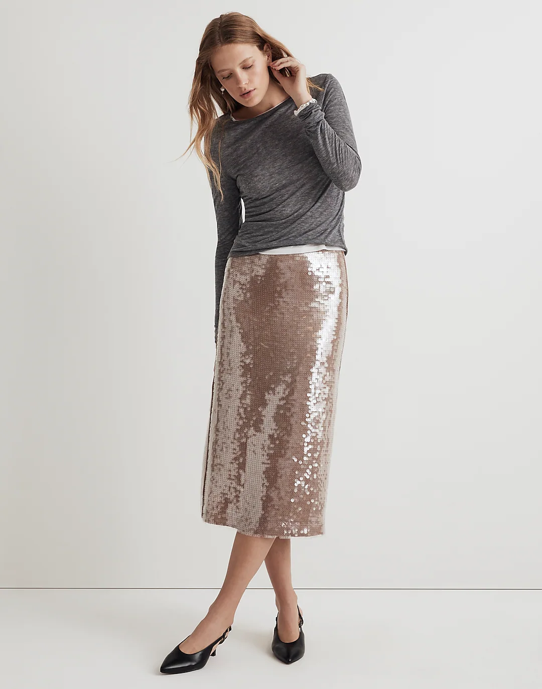 Madewell + Sequin Midi Skirt