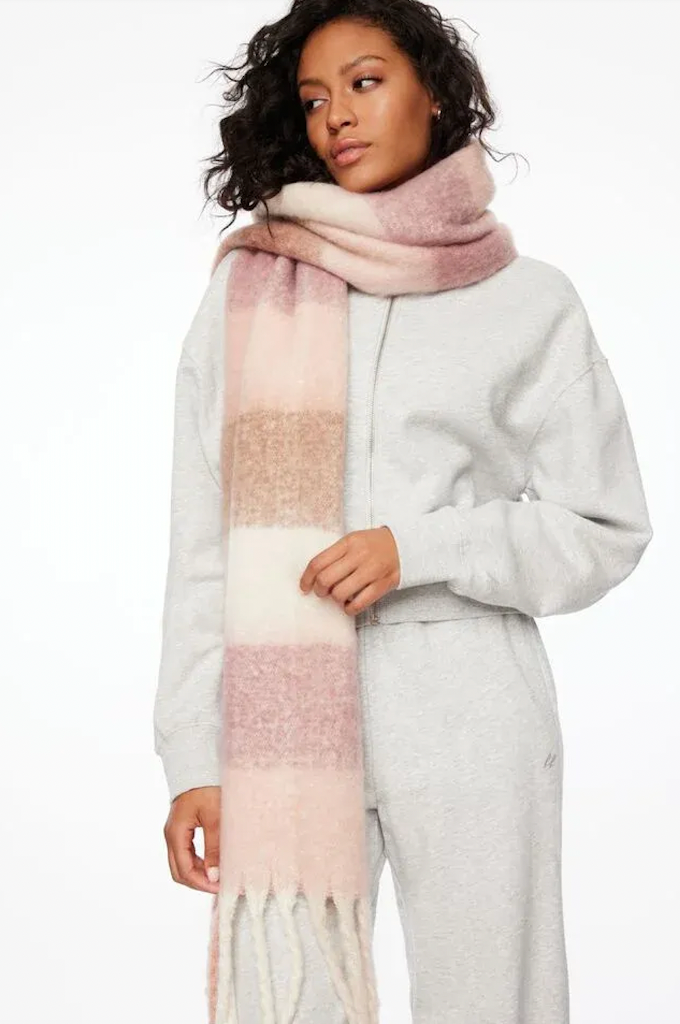 Acne Studios abstract-pattern fringed scarf - Pink