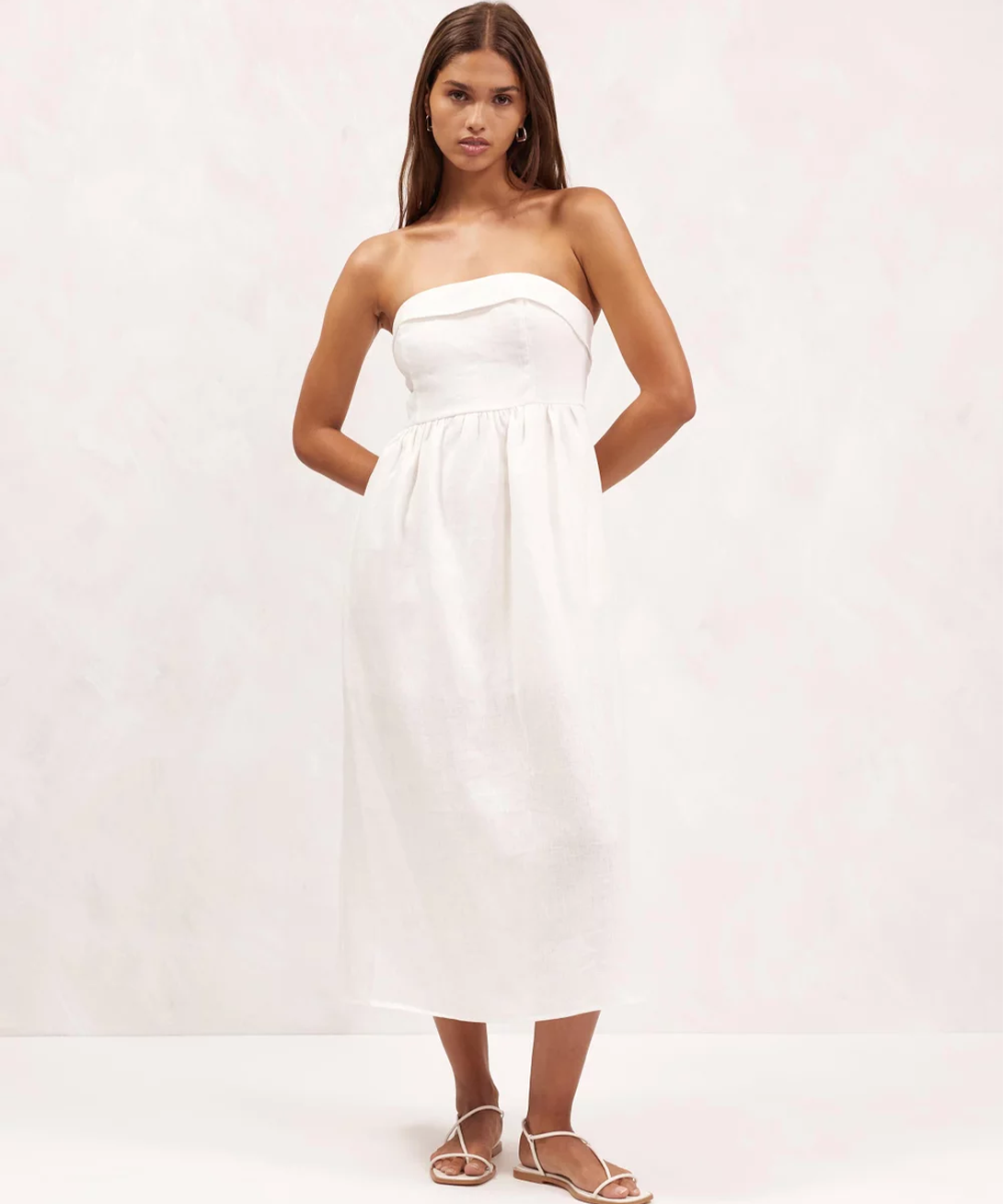 AERE + Linen Strapless Dress