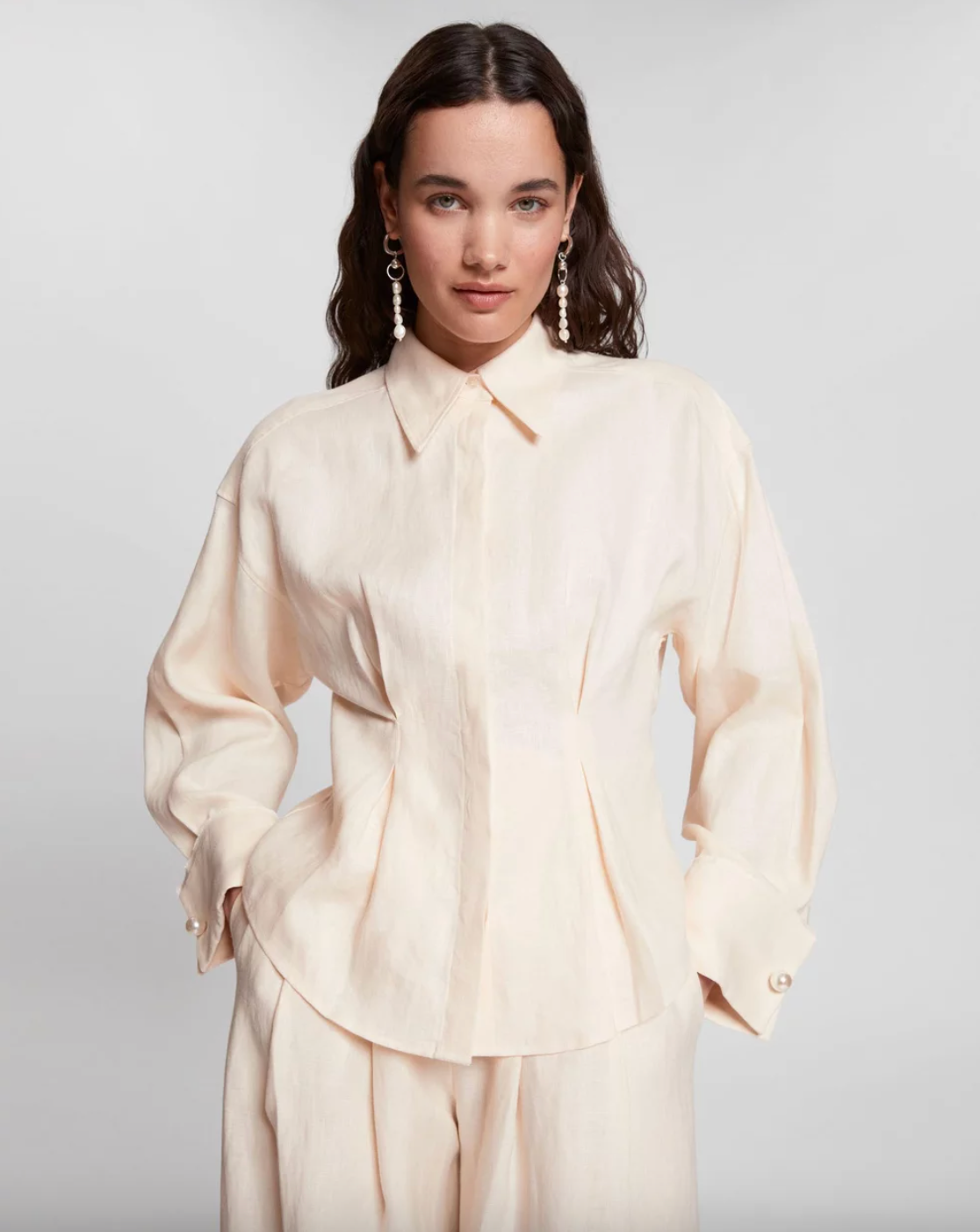 & Other Stories + Pleated Detail Linen Shirt