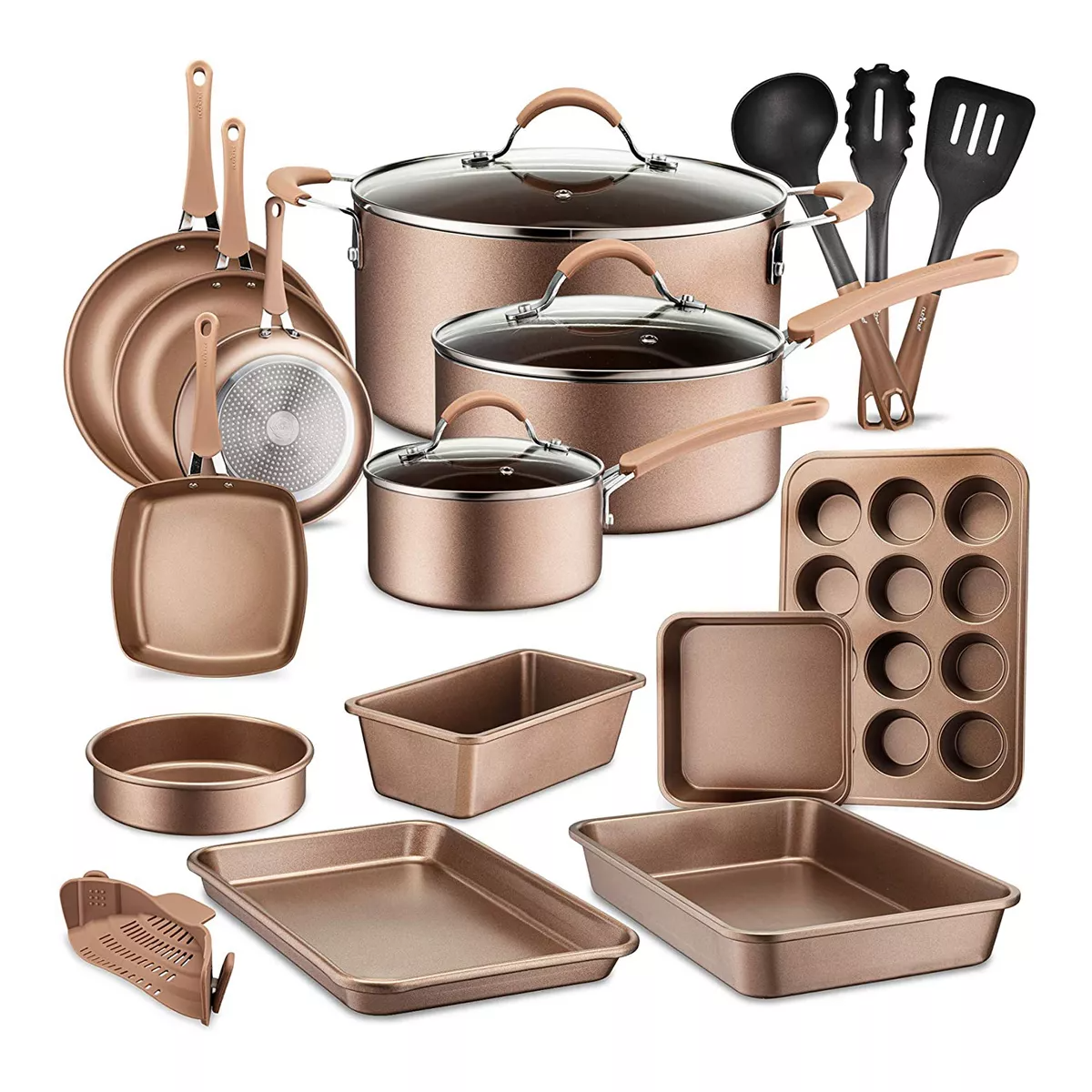 Kitchen Academy Induction Cookware Sets - 12 Piece Cooking Pan Set, Granite  Black Nonstick Pots and Pans Set 