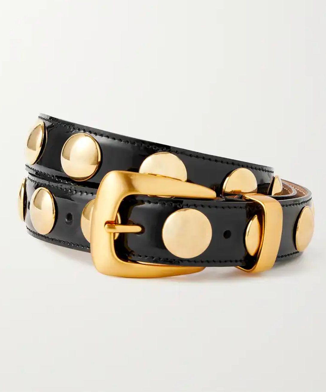 Khaite + Benny Studded Patent-Leather Belt