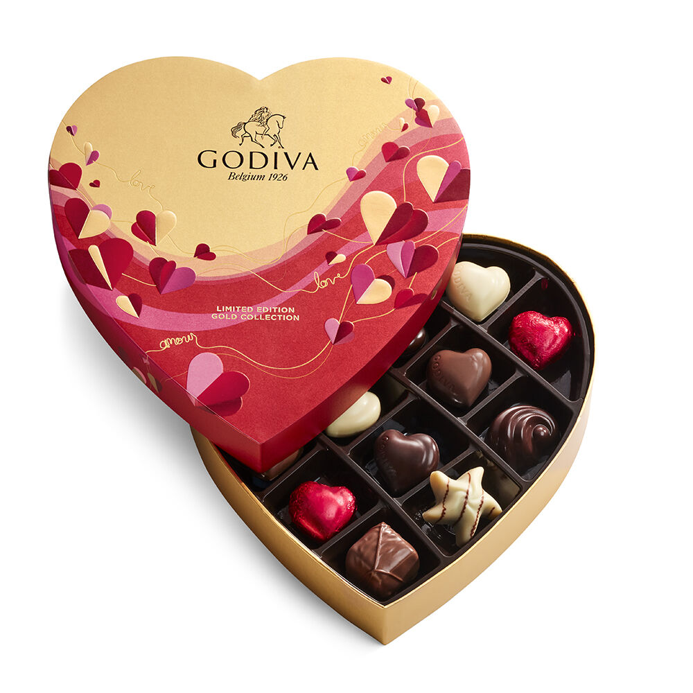 Godiva Valentine’s Day Heart Assorted Chocolate T Box 14 Pc