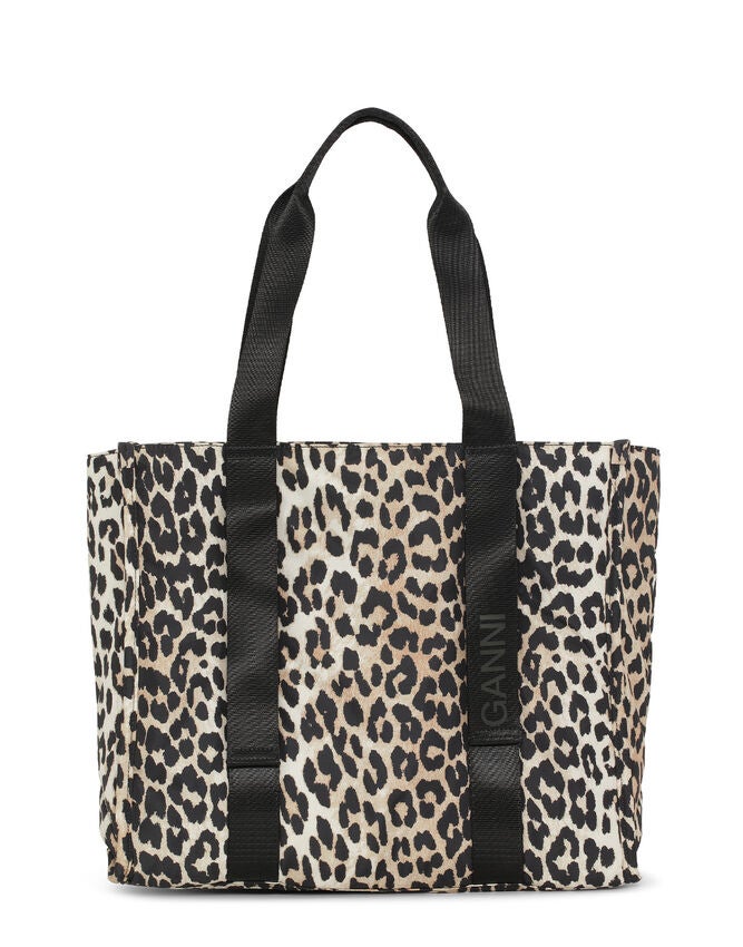 Ganni + Medium Leopard Tech Tote